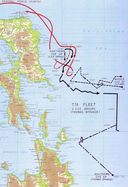 Карта битвы у острова Самар - Лейте-1944: закат японского флота | Военно-исторический портал Warspot.ru