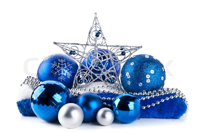 Composition of the blue christmas balls ... | Stock image | Colourbox