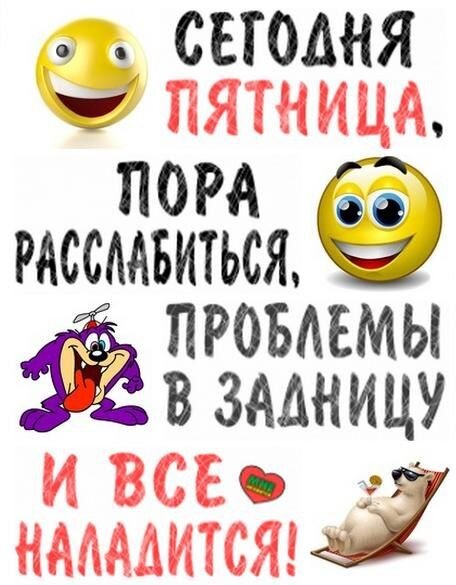 Сегодня пятница, пора расслабиться! Проблемы в сторону! | Юморные цитаты,  Веселые мысли, Юмористические цитаты