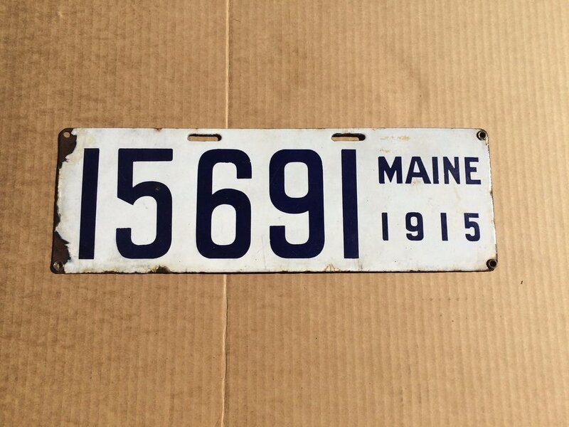 Rare Antique Original Vintage Maine Porcelain License Plate 1915 Number  15691 | Antiques, Rare antique, Vintage