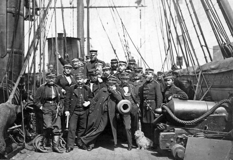 Officers of the Danish steam frigate JYLLAND,after the Battle of Helgoland,