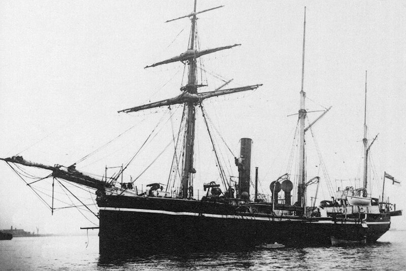 hms-sparrow-passes-coast-of-south-west-africa-in-1891-vessel