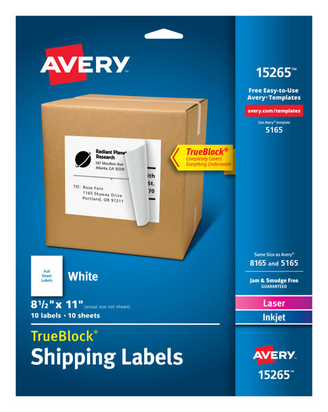 Avery 15265 Shipping Labels Permanent Adhesive 10 Labels | Avery.com