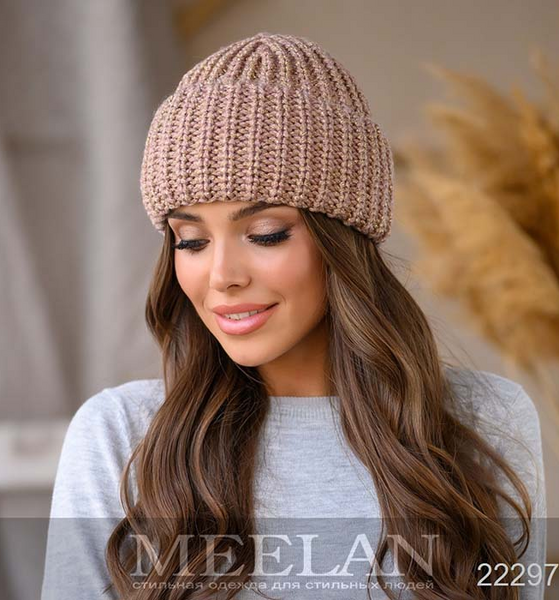 Женская шапка 22297 светлый коричневый. meelan