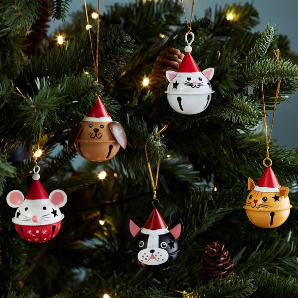 Festive Cat Hanging Bell Decoration Assorted