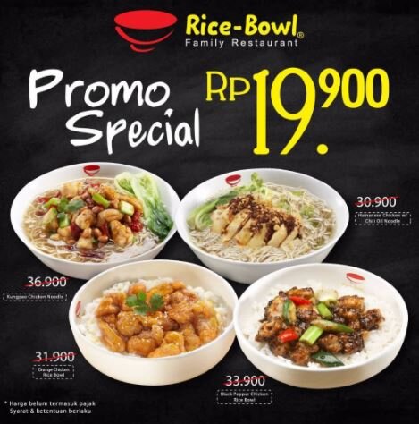Special Promo only Rp. 19,900 at the Rice Bowl Locations | Gotomalls.com