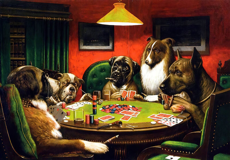 Купить картину Кулиджа собаки играют в покер карты по доступной цене