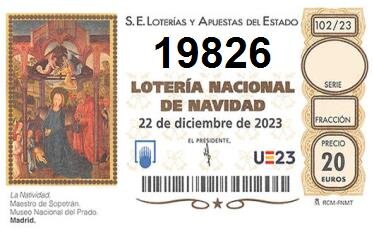 Comprar décimo número 19826 Lotería Navidad 2021