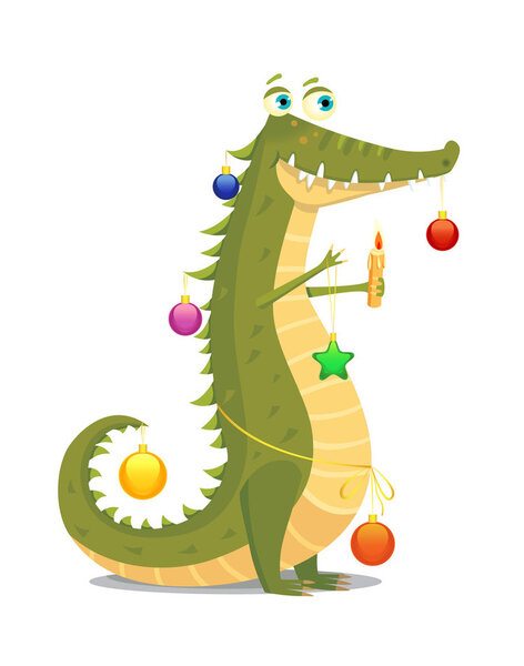 Сообщество иллюстраторов | Иллюстрация Новогодний крокодил.