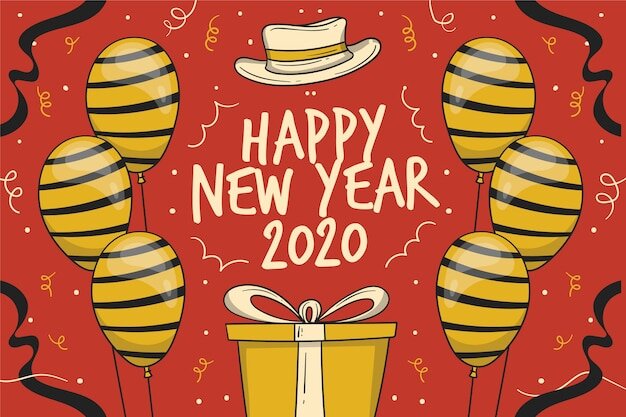 Hand drawn new year 2020 background Free Vector